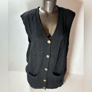 Black Cable Knit Sweater Vest 
Pit to pit is 19”